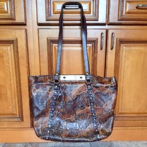 Patricia Nash Benvenuto tooled leather tote bag